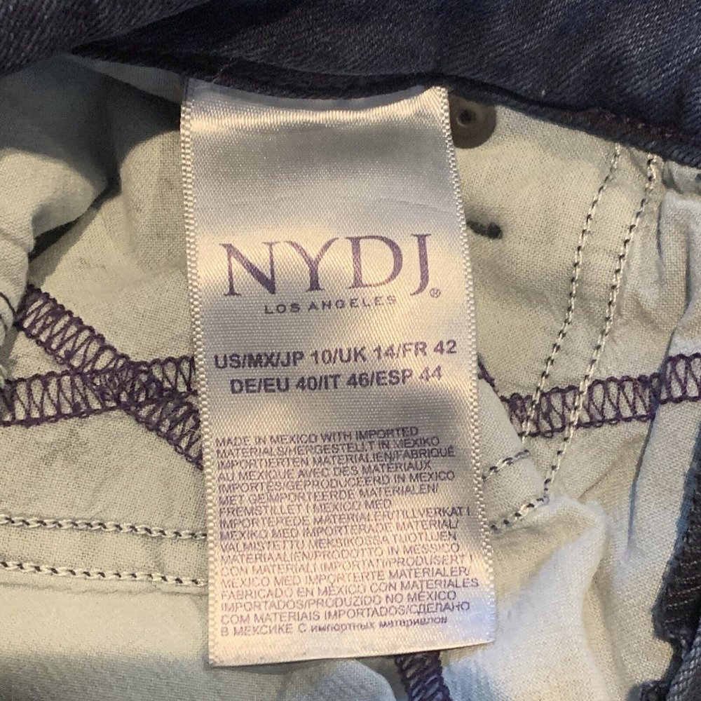 NYDJ Ami Jeans Size 10 Studded Seam High Rise Blue Lift Tuck Skinny Legging USA - Picture 5 of 7